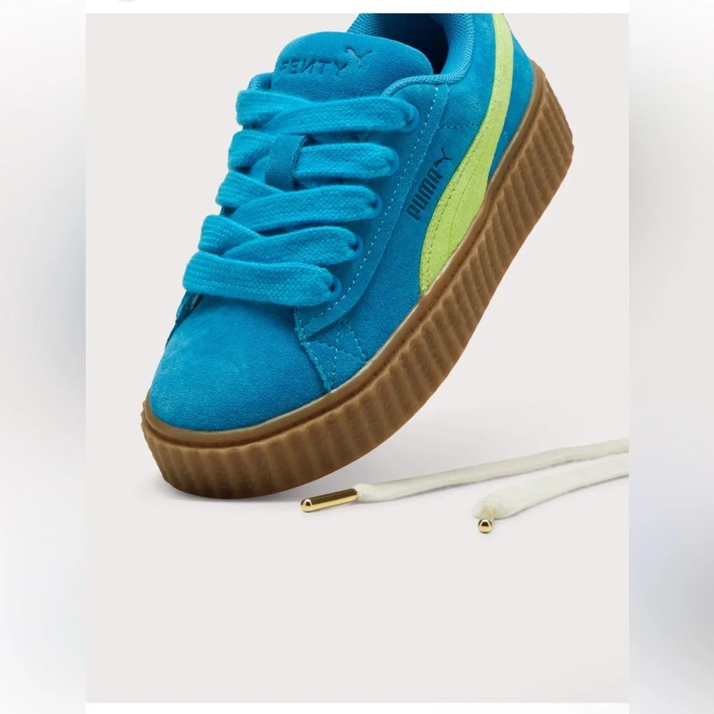 Fenty x Puma Creeper Phatty speed blue limeKids Sneakers in Teal and Neon Yellow